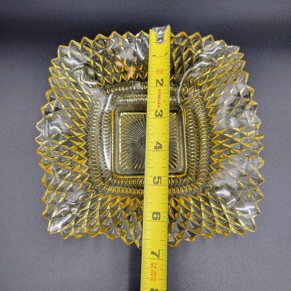 Serving Dishes Round Footed Square Clear Gold Yellow Glass Kitchen Candy Server - Picture 12 of 13